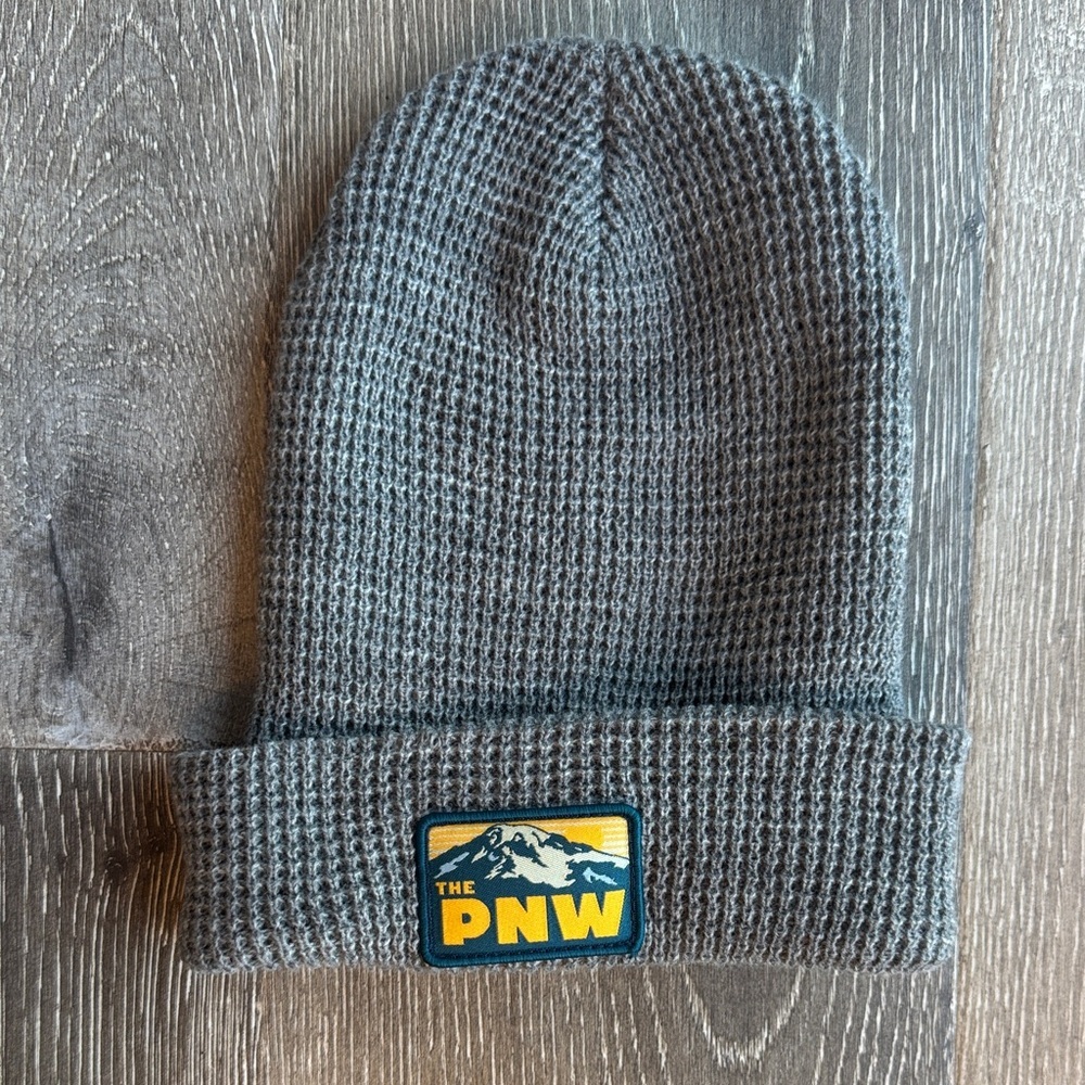 Gray Knit Beanie with PNW Patch 0428